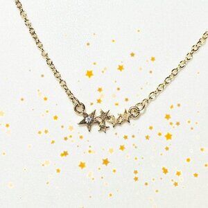⭐️ 🌟Sparkling Shooting Star North Star Constellation Gold Diamond Bar Necklace